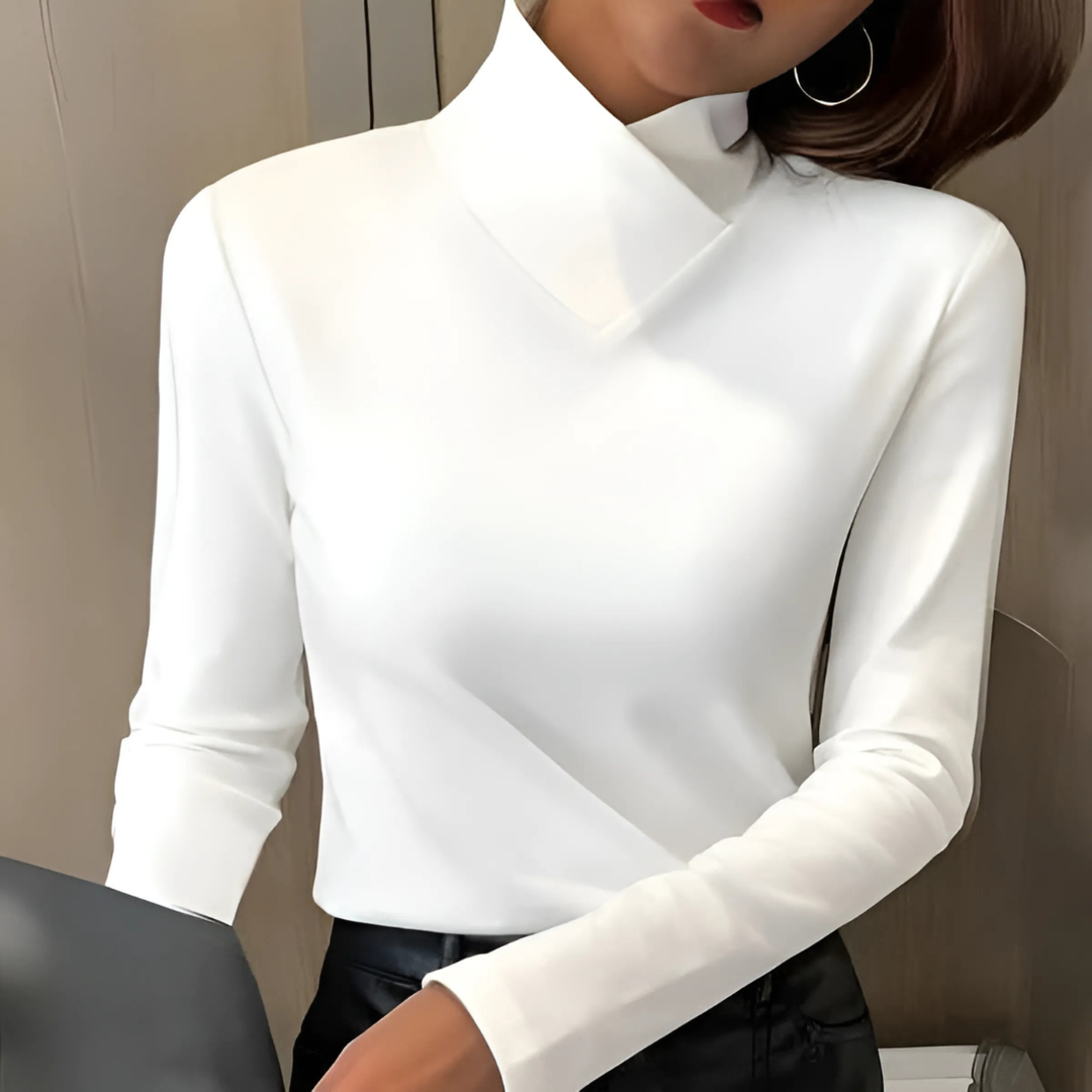 Casa Penélope | Blusa Lorena™ - Elegante cuello alto ajustado