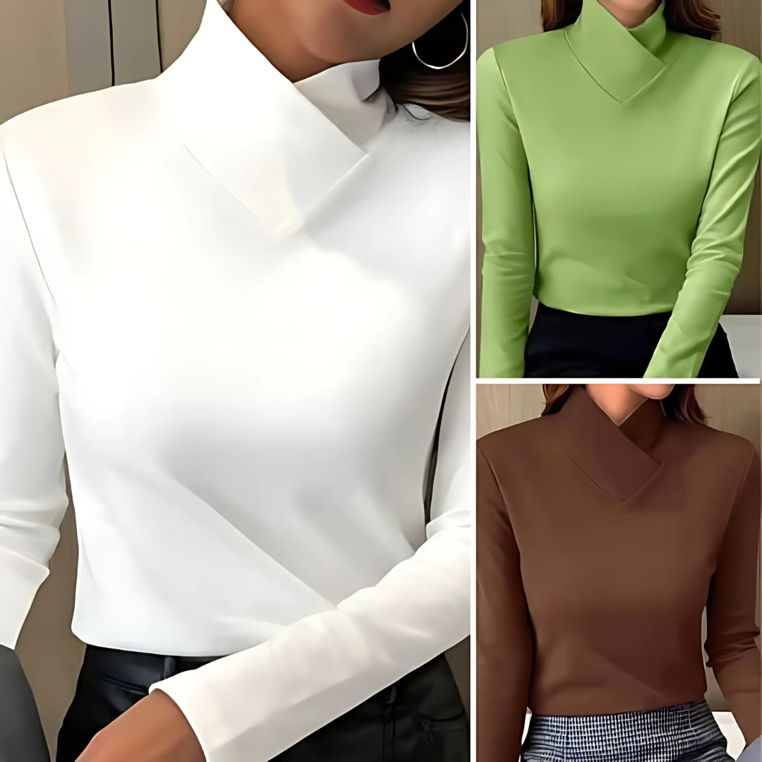 Casa Penélope | Blusa Lorena™ - Elegante cuello alto ajustado