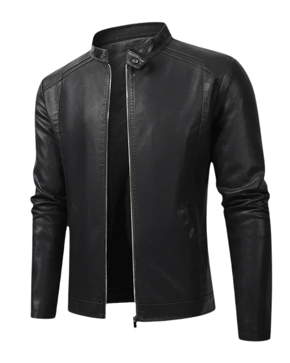 Elegante chaqueta de motorista de cuero para hombre