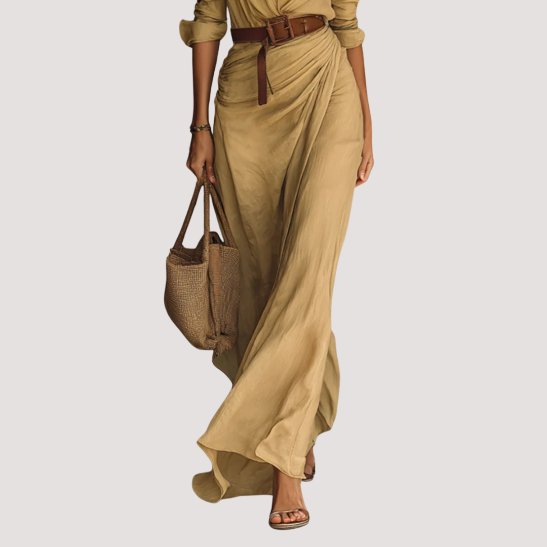 Casa Penélope | Vestido MAXI Regina™ - Vestido Largo con Cinturón, Mangas Largas y Solapas